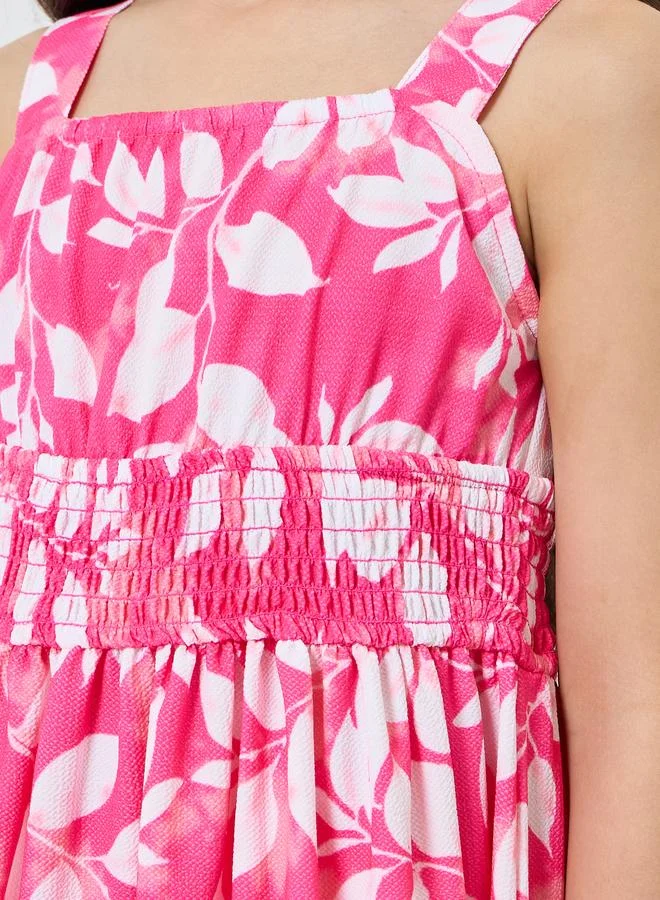 Styli Girls Pink Floral A-Line Dress