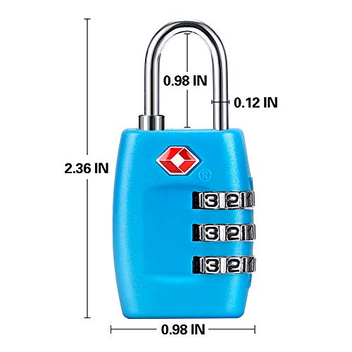 Cluckyu TSA Luggage Locks (4Pack) - 3 Digit Combination Padlocks - Approved Travel Lock for Suitcases & Baggage (Blue) - Image 4