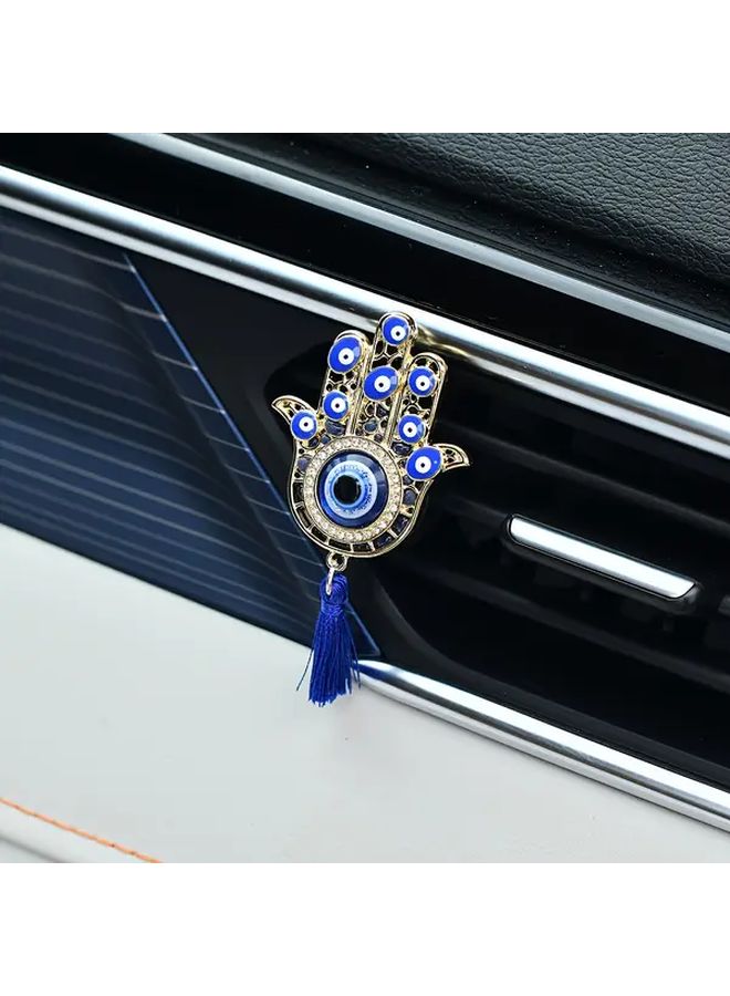 Silver Blue Evil Eye Car Vent Air Freshener Clip No Fragrance Decorative Tassel - Image 4