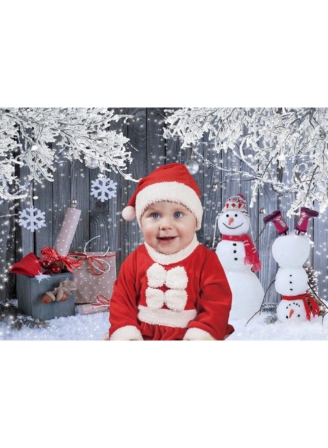 7x5ft Christmas Photography Backdrop Winter Snowman Santa Gift Wood Decoration Backdrop Xmas Eve Holiday Party Supplies Cake Table Banner Home Decoration Portraits Photo Booth Studio Prop