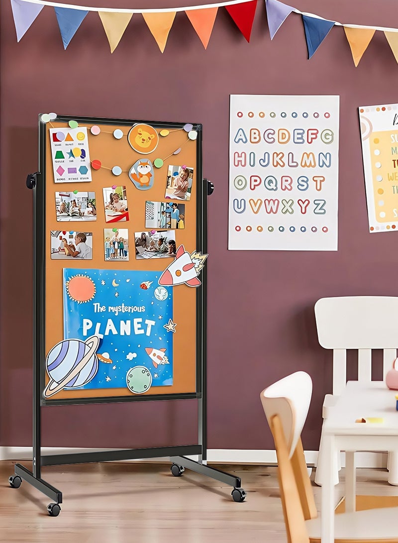 كيدل سبورة بيضاء من الفلين مزدوجة الجوانب، 32 × 48 بوصة، لوح قابل للمسح الجاف على عجلات، قابل لتعديل الارتفاع، لوح قائم بذاته محمول للاستخدام في المكتب والتخطيط والعروض التقديمية (فلين ولوح أبيض) - Image 2