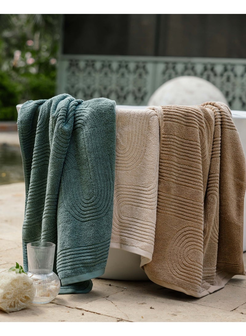 More cottons More cottons Zigzag Jacquard Towel 600 GSM 100% Cotton(Beige)50X100CM  - Image 2