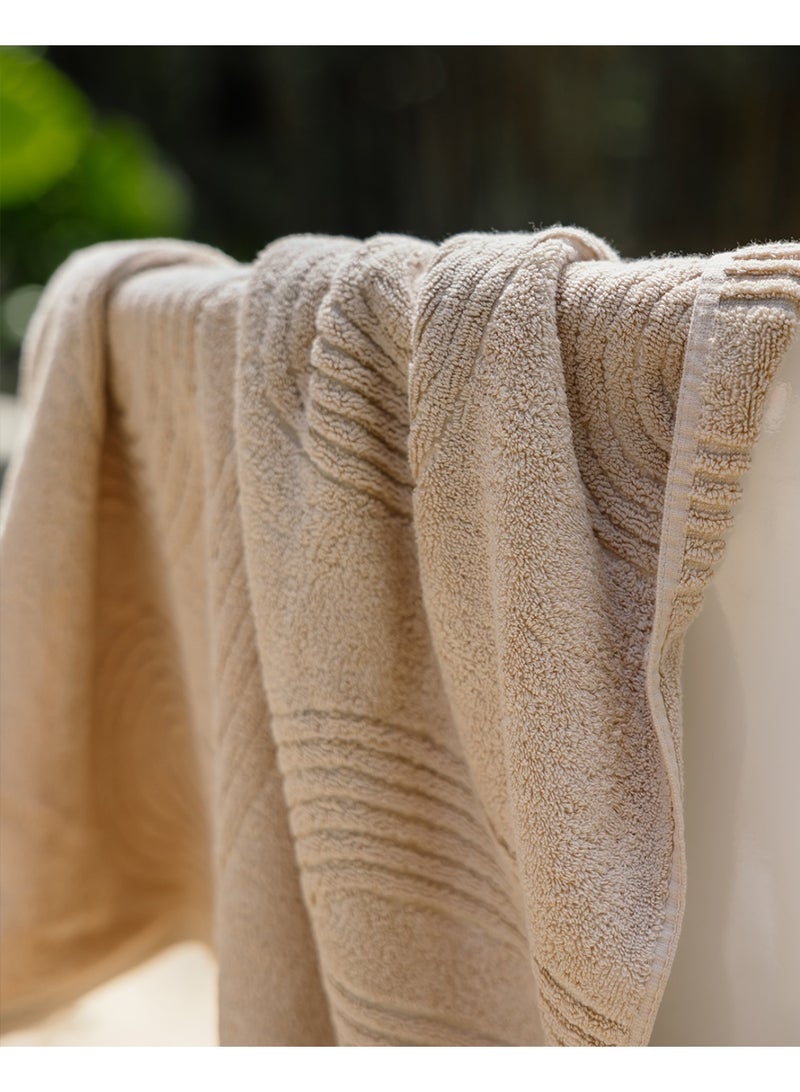 More cottons More cottons Zigzag Jacquard Towel 600 GSM 100% Cotton(Beige)50X100CM  - Image 3