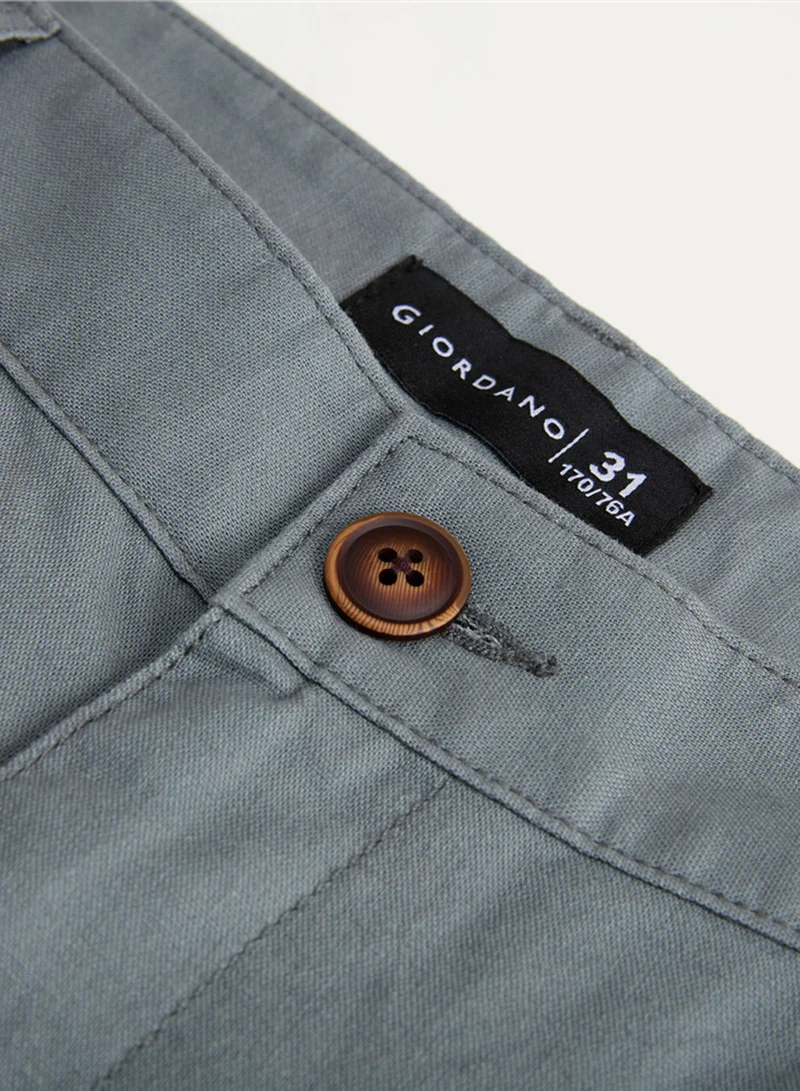 GIORDANO  Men’s Low Rise Slim Taper Linen Cotton Pants for Men | Best Price UAE