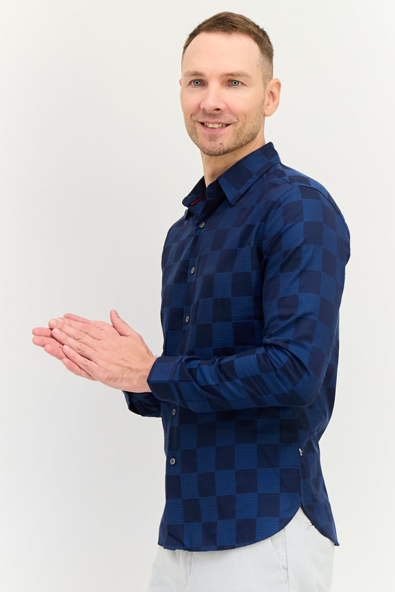 Levi's قميص رجالي عادي بأكمام طويلة مزخرف بمربعات، أزرق داكن - Image 4