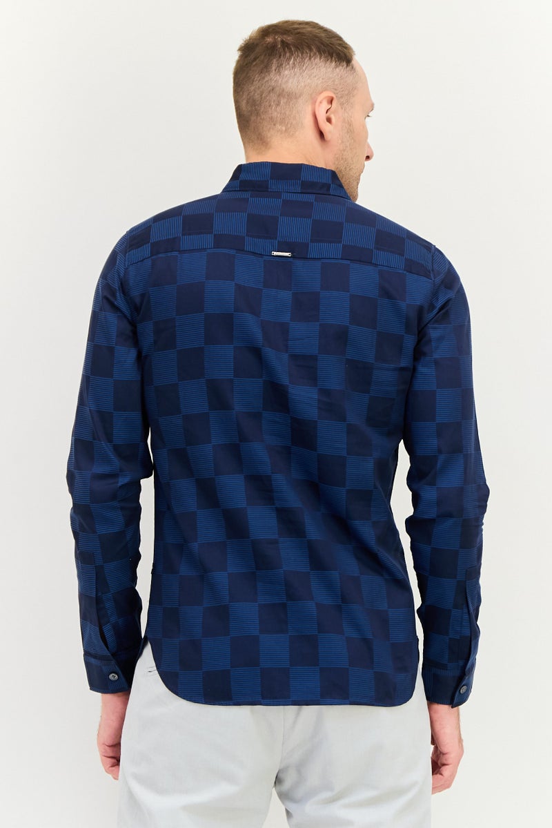 Levi's قميص رجالي عادي بأكمام طويلة مزخرف بمربعات، أزرق داكن - Image 3