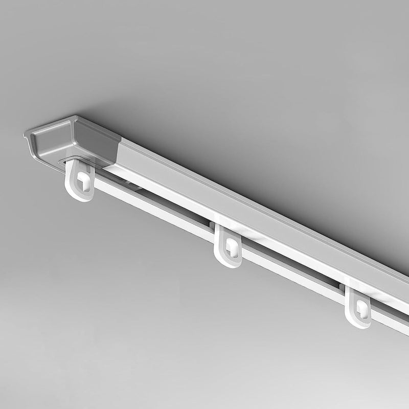 SEMITO Ceiling Curtain Track 328In60In MeasurementFree Curtain Guide RailRetractable Ceiling Rails Set With Silent Rollers And Hooks For Living Aluminum Alloy Curtain Box Curtain Rod White