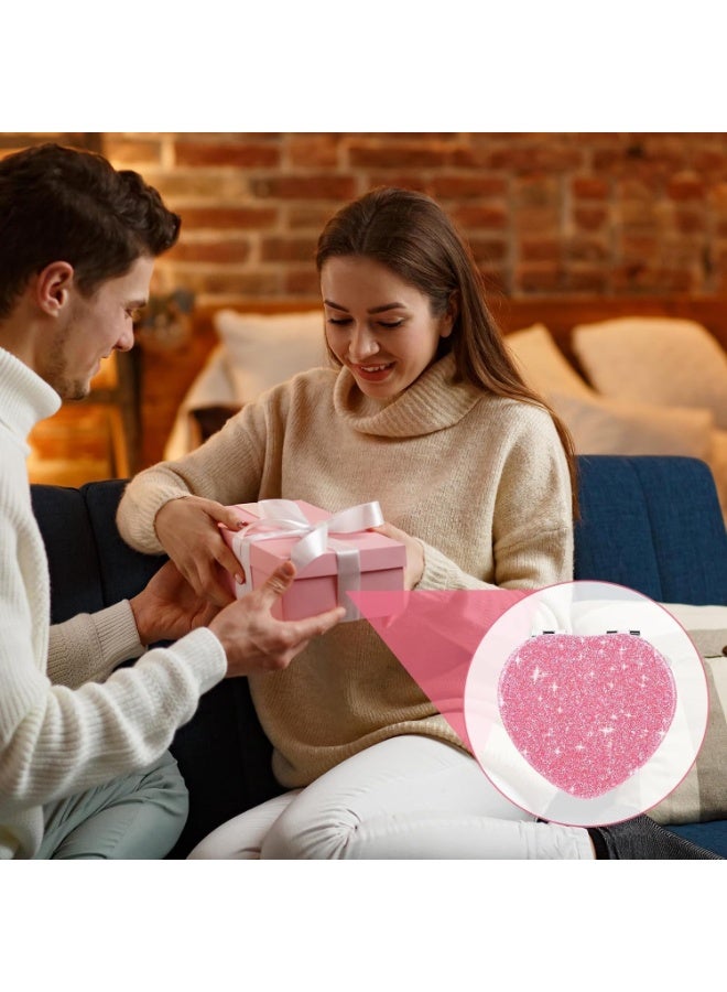 مرآة قابلة للطي المدمجة، على شكل قلب ميني مرآة الغرور، مرآة ماكياج السفر المحمولة للمحفظة، مرآة مستحضرات التجميل مزدوجة الجانبين لطيفة براقة، للمرأة، المنزل، المكتب، عيد الحب - Image 4