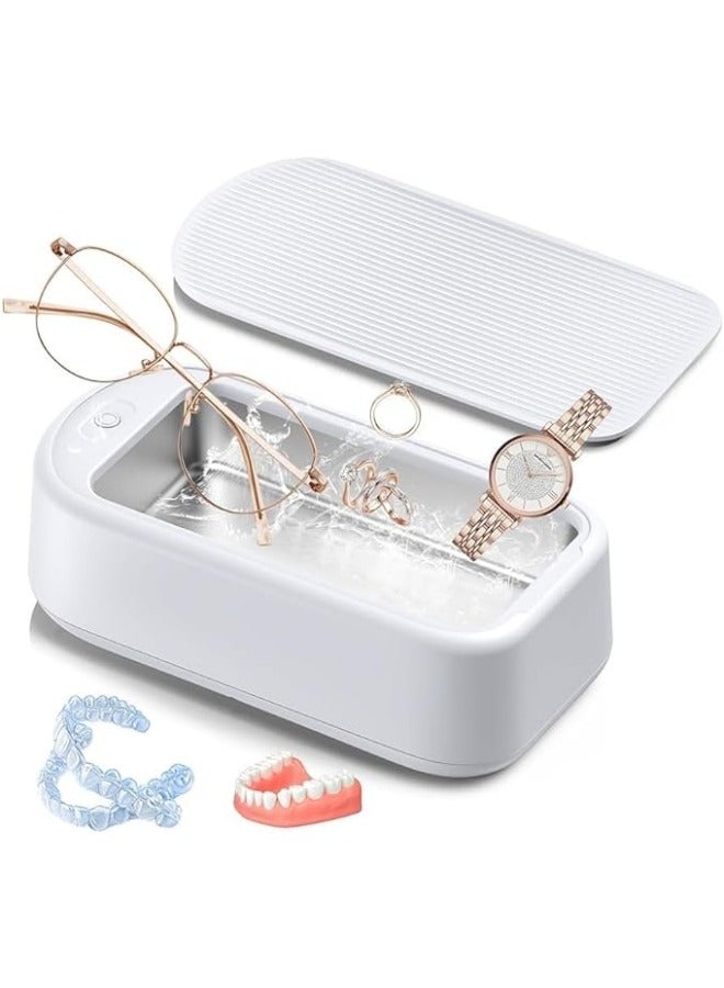 640ml Ultrasonic Cleaner Jewelry Cleaning Machine: Professional Ultrasonic Glasses Cleaning Machine Small - Portable Retainer Cleaner for Dental Ring Denture Diamond Eyeglass - Image 1