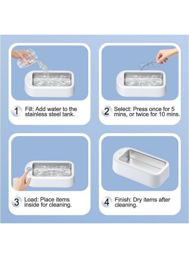 640ml Ultrasonic Cleaner Jewelry Cleaning Machine: Professional Ultrasonic Glasses Cleaning Machine Small - Portable Retainer Cleaner for Dental Ring Denture Diamond Eyeglass - Image 4