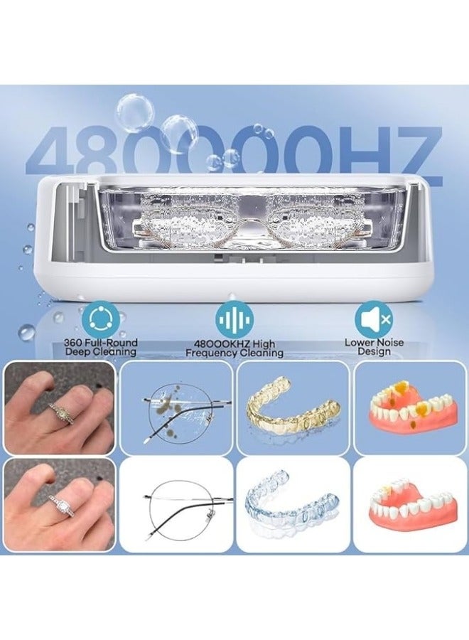 640ml Ultrasonic Cleaner Jewelry Cleaning Machine: Professional Ultrasonic Glasses Cleaning Machine Small - Portable Retainer Cleaner for Dental Ring Denture Diamond Eyeglass - Image 2