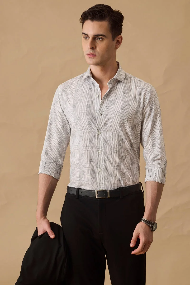 SNITCH White Stripes Slim Fit Luxe Shirt
