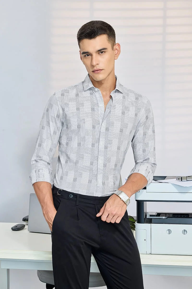 SNITCH White Stripes Slim Fit Luxe Shirt