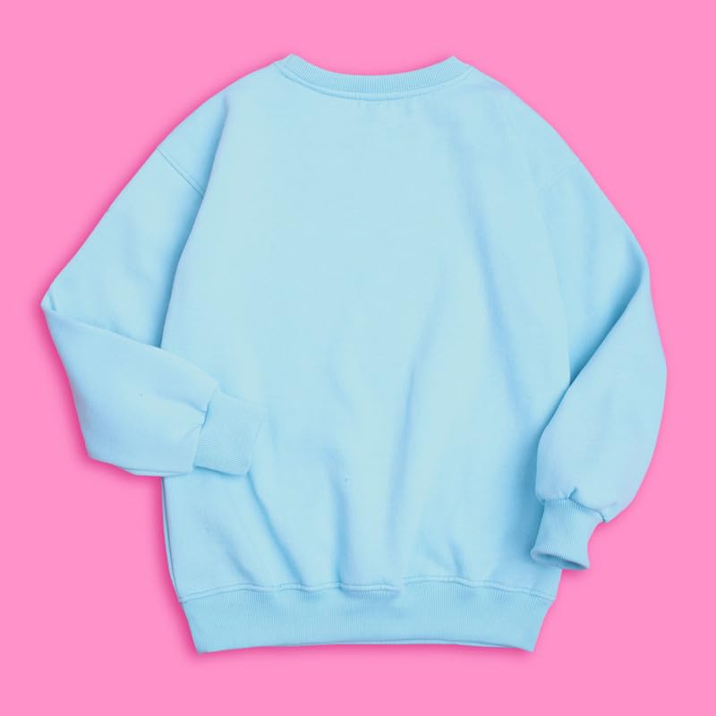 Nusyl Girl's Moment textPrinted Crew/Round Neck Oversized Sweatshirt |Skin Friendly Full Sleeve Sweatshirt|Pullover Loose Fit Sweatshirt | Sky Blue - Image 2