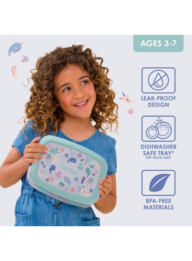 بنتجو صندوق غداء للأطفال بتصميم بينتو، مقاوم للتسرب، بخمسة أقسام، بتصميم مطبوعات للأطفال - أحجام مثالية للحصص للأعمار من 3 إلى 7 سنوات، متين، مقاوم للسقوط، آمن للاستخدام في غسالة الأطباق، ومصنوع من مواد خالية من مادة BPA (سي لايف) - Image 2