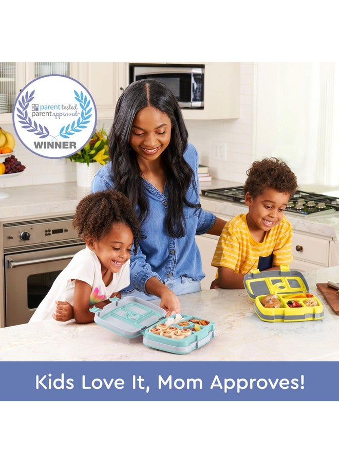 بنتجو صندوق غداء للأطفال بتصميم بينتو، مقاوم للتسرب، بخمسة أقسام، بتصميم مطبوعات للأطفال - أحجام مثالية للحصص للأعمار من 3 إلى 7 سنوات، متين، مقاوم للسقوط، آمن للاستخدام في غسالة الأطباق، ومصنوع من مواد خالية من مادة BPA (سي لايف) - Image 1