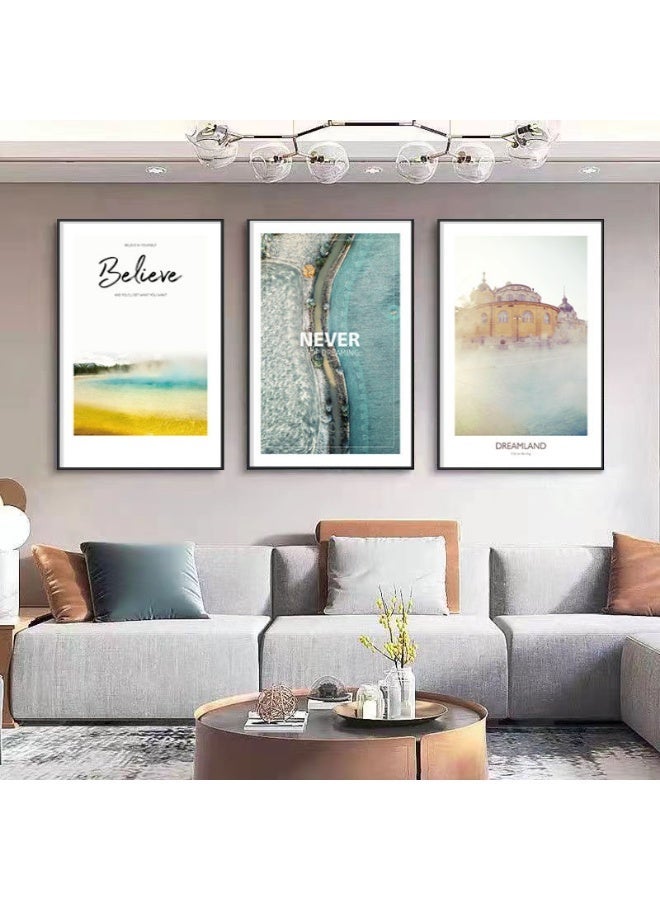 KBKBART مجموعة من 3 لوحات فنية مؤطرة على قماش موضوعة على إطار PS للديكور المنزلي في غرفة المعيشة وغرفة الطعام وغرفة النوم والمكتب - Image 4