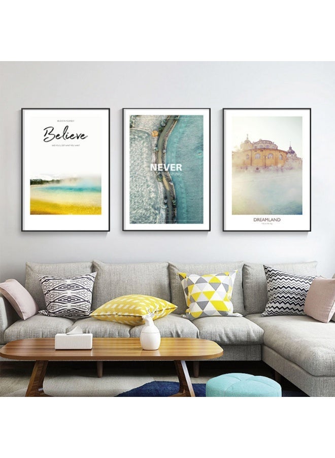 KBKBART مجموعة من 3 لوحات فنية مؤطرة على قماش موضوعة على إطار PS للديكور المنزلي في غرفة المعيشة وغرفة الطعام وغرفة النوم والمكتب - Image 1
