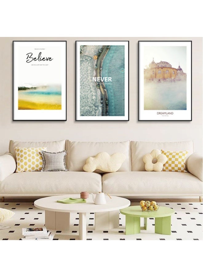 KBKBART مجموعة من 3 لوحات فنية مؤطرة على قماش موضوعة على إطار PS للديكور المنزلي في غرفة المعيشة وغرفة الطعام وغرفة النوم والمكتب - Image 3