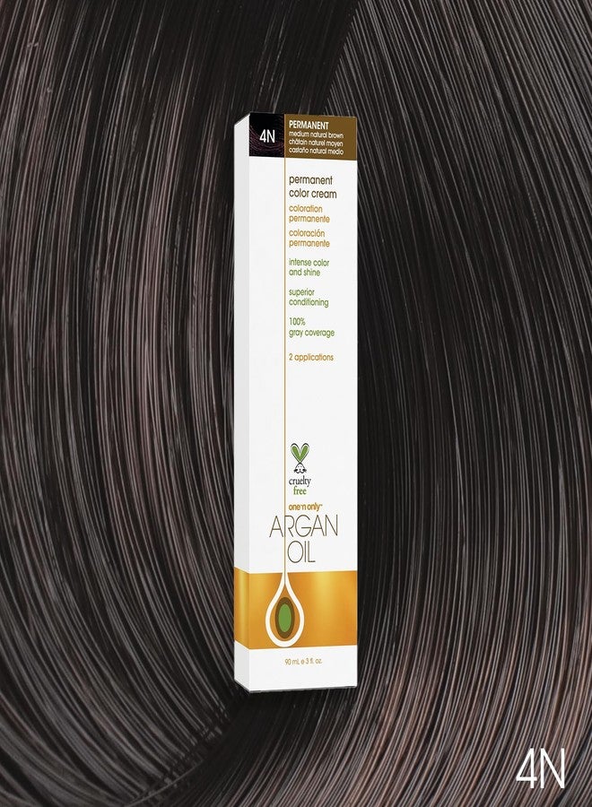 One N Only One N' Only Permanent Hair Color - Permanent Hair Dye Made with Argan Oil - Delivers Rich, Accurate Tones with Gray Coverage - Improves Moisture & Elasticity - 4N Medium Natural Brown (3 oz) - Image 2