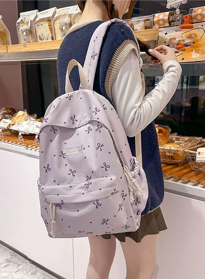 Take Two Take Two Graphic Bow Print Zip Closure Backpack
