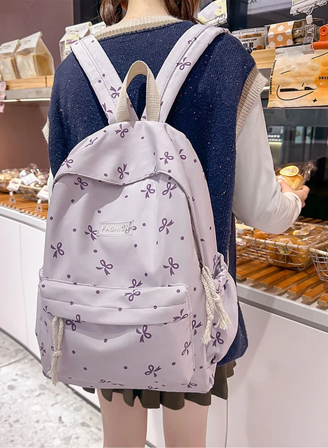 Take Two Take Two Graphic Bow Print Zip Closure Backpack