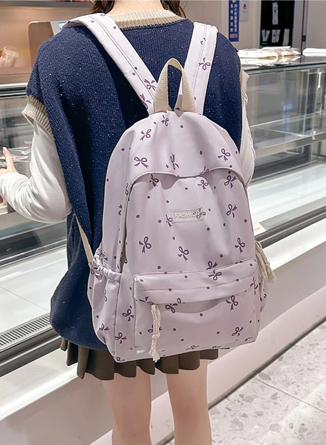 Take Two Take Two Graphic Bow Print Zip Closure Backpack