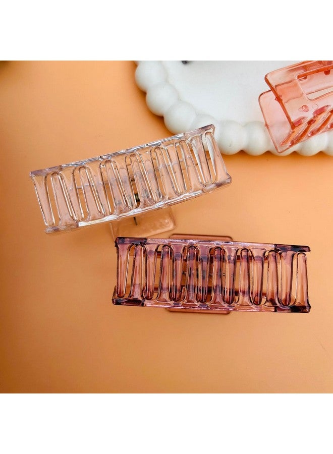 Radhya Accessories 2 pcs Acrylic Transparent Hair Claws for Women Gloss finish Claw clutchers for Girls Strong grip clawclips hairclips hair accessories - Image 2