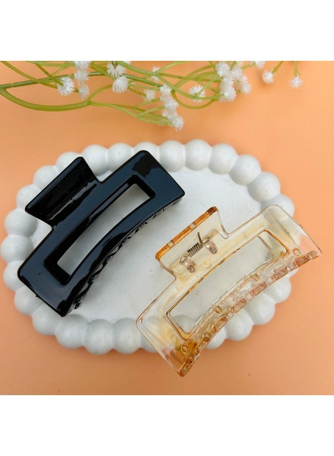 Radhya Accessories 2 pcs Acrylic Transparent Hair Claws for Women Gloss finish Claw clutchers for Girls Strong grip clawclips hairclips hair accessories - Image 5