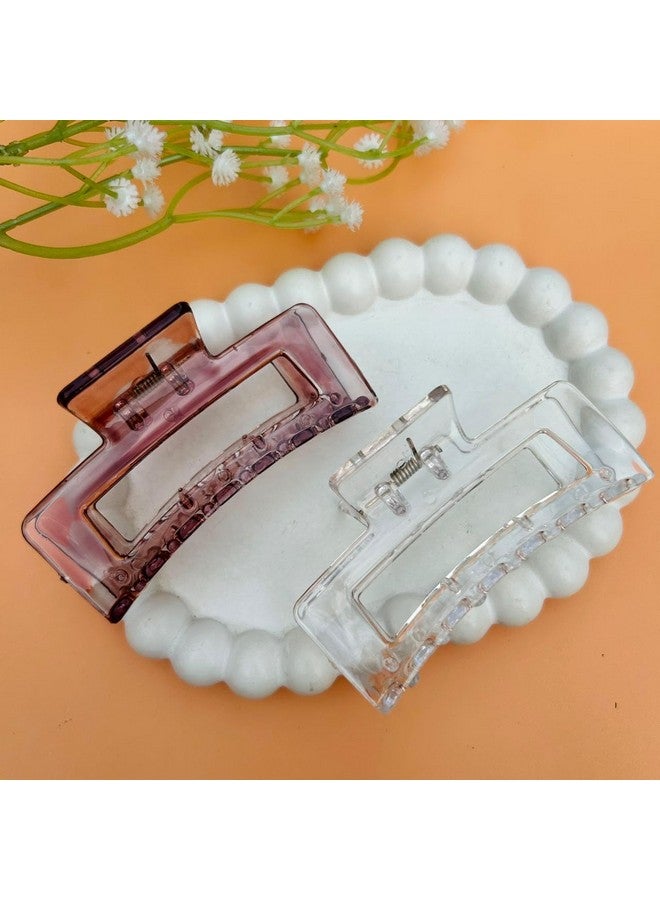 Radhya Accessories 2 pcs Acrylic Transparent Hair Claws for Women Gloss finish Claw clutchers for Girls Strong grip clawclips hairclips hair accessories - Image 4