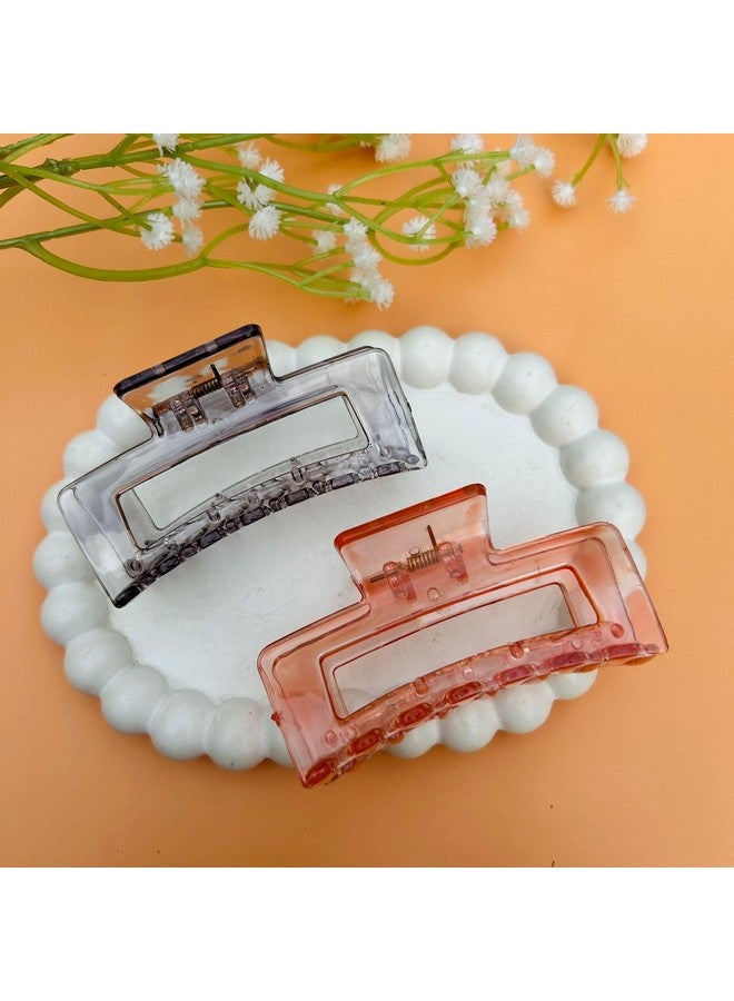 Radhya Accessories 2 pcs Acrylic Transparent Hair Claws for Women Gloss finish Claw clutchers for Girls Strong grip clawclips hairclips hair accessories - Image 1