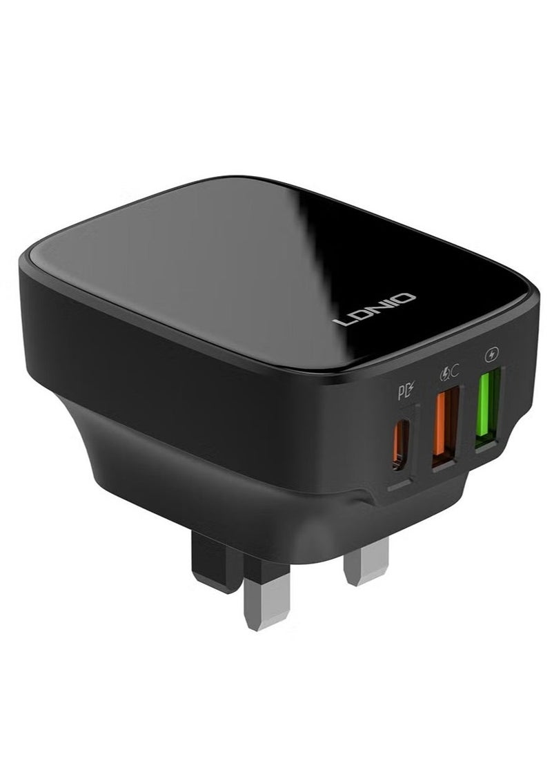 ELTRAZONE Q334 PD Fast Charger – EU, US, UK Type-C & Dual USB Ports, Multiple Output Adapter, Mobile Phone Travel Wall Charger, Fast Charging for Smartphones, Tablets & More (Black) - Image 2