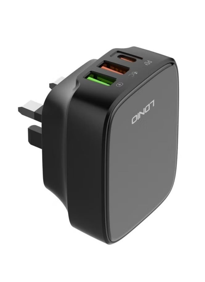 ELTRAZONE Q334 PD Fast Charger – EU, US, UK Type-C & Dual USB Ports, Multiple Output Adapter, Mobile Phone Travel Wall Charger, Fast Charging for Smartphones, Tablets & More (Black) - Image 4