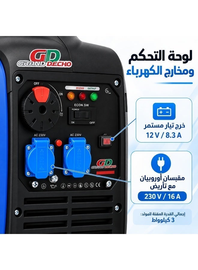 Grand Decho Portable Silent Gasoline Generator Grand Decho EI3200es 3000Watt Electric Starter - Image 5