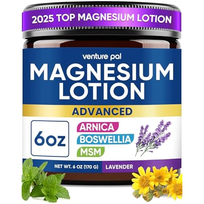 Venture Pal Magnesium Lotion with Arnica, MSM & Boswellia – Cooling Magnesium Cream – Lightweight Moisturizing Lotion for Legs & Feet – Safe for Kids – 6 fl oz - Image 1