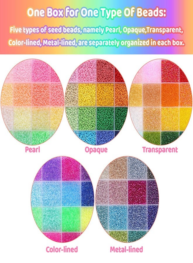 Funtopia 61000pcs+ 2mm Seed Beads for Jewelry Making, 120 Colors Small Glass Beads for Bracelets, Friendship Bracelet Kit with Alphabet Letter Beads & Smile Face Beads for DIY, Art and Craft - Image 2