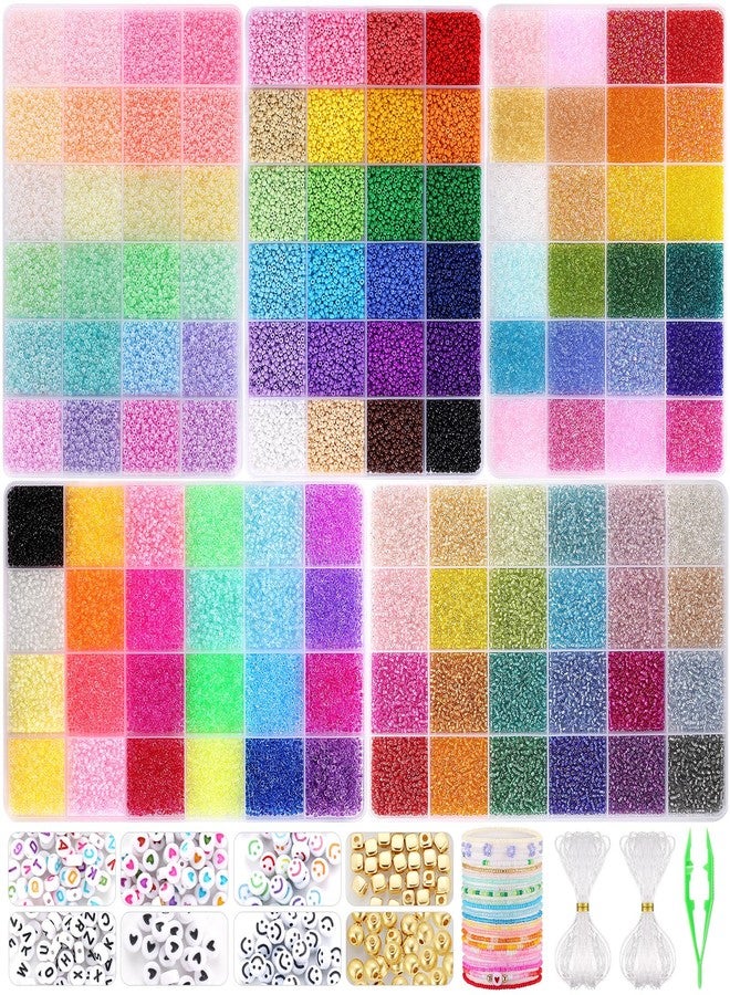 Funtopia 61000pcs+ 2mm Seed Beads for Jewelry Making, 120 Colors Small Glass Beads for Bracelets, Friendship Bracelet Kit with Alphabet Letter Beads & Smile Face Beads for DIY, Art and Craft - Image 1