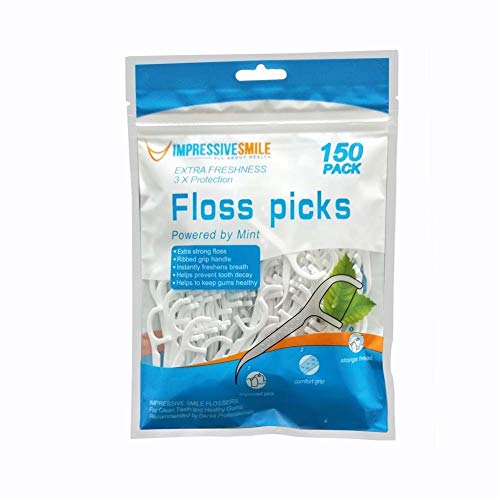 Impressive Smile Floss Picks Mint Flavor | Extra Strong | 150-Count | 1-Pack - Image 1
