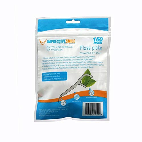 Impressive Smile Floss Picks Mint Flavor | Extra Strong | 150-Count | 1-Pack - Image 2