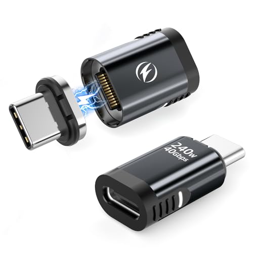 HanCenDa 240W USB C Magnetic Adapter 2Pack 24Pins USB C 180 Degree Adapter with 40Gbps 8K 60Hz Video for Thundebolt 4 MacBook ProAir Tablet Laptop iPhone 171615 - Image 1