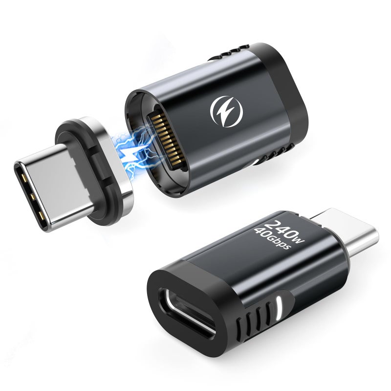 HanCenDa 240W USB C Magnetic Adapter 2Pack 24Pins USB C 180 Degree Adapter with 40Gbps 8K 60Hz Video for Thundebolt 4 MacBook ProAir Tablet Laptop iPhone 171615 - Image 2