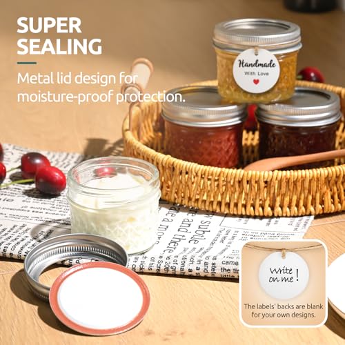 Tecohouse 4 Pack, 4 oz Small Mason Jars with Leakproof Lids, Regular Mouth Mason Jars | 4 oz Glass Jars with Lids for Honey, Jam, Snacks, Spices, DIY Candles & Crafts - Image 4