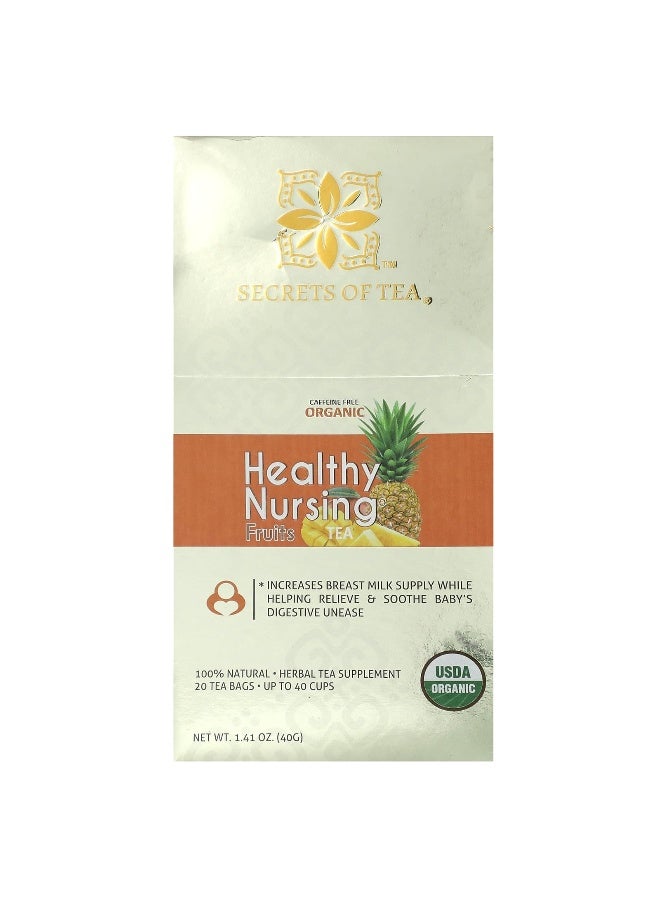 Secrets of Tea, Organic Healthy Nursing Fruits Tea, Caffeine Free, 20 Tea Bags, 1.41 oz (40 g) - Image 1