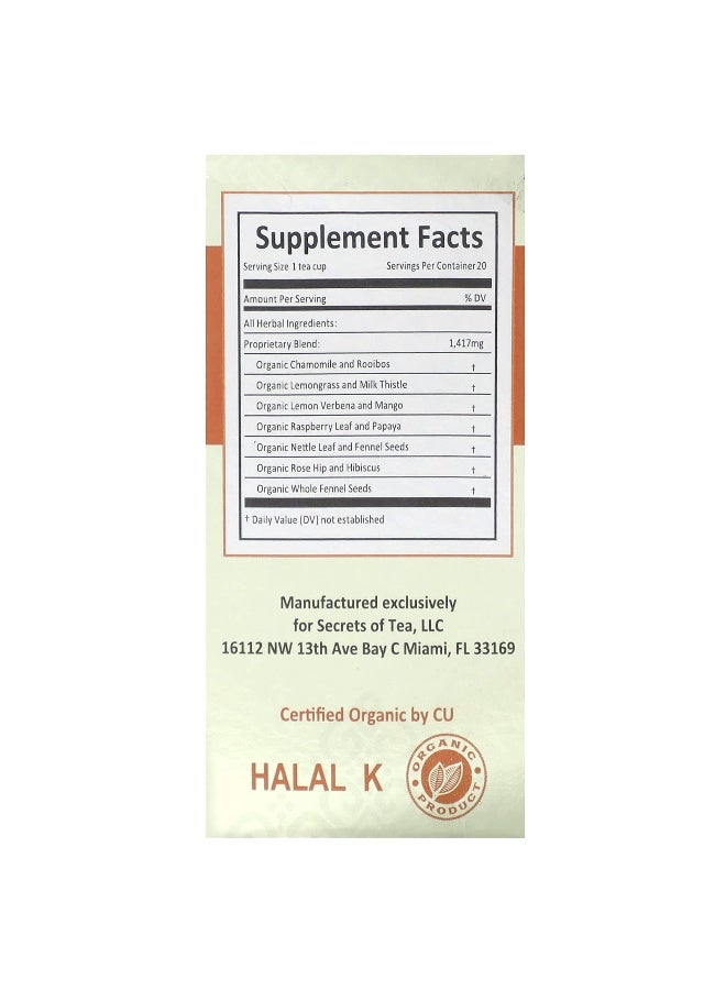 Secrets of Tea, Organic Healthy Nursing Fruits Tea, Caffeine Free, 20 Tea Bags, 1.41 oz (40 g) - Image 2