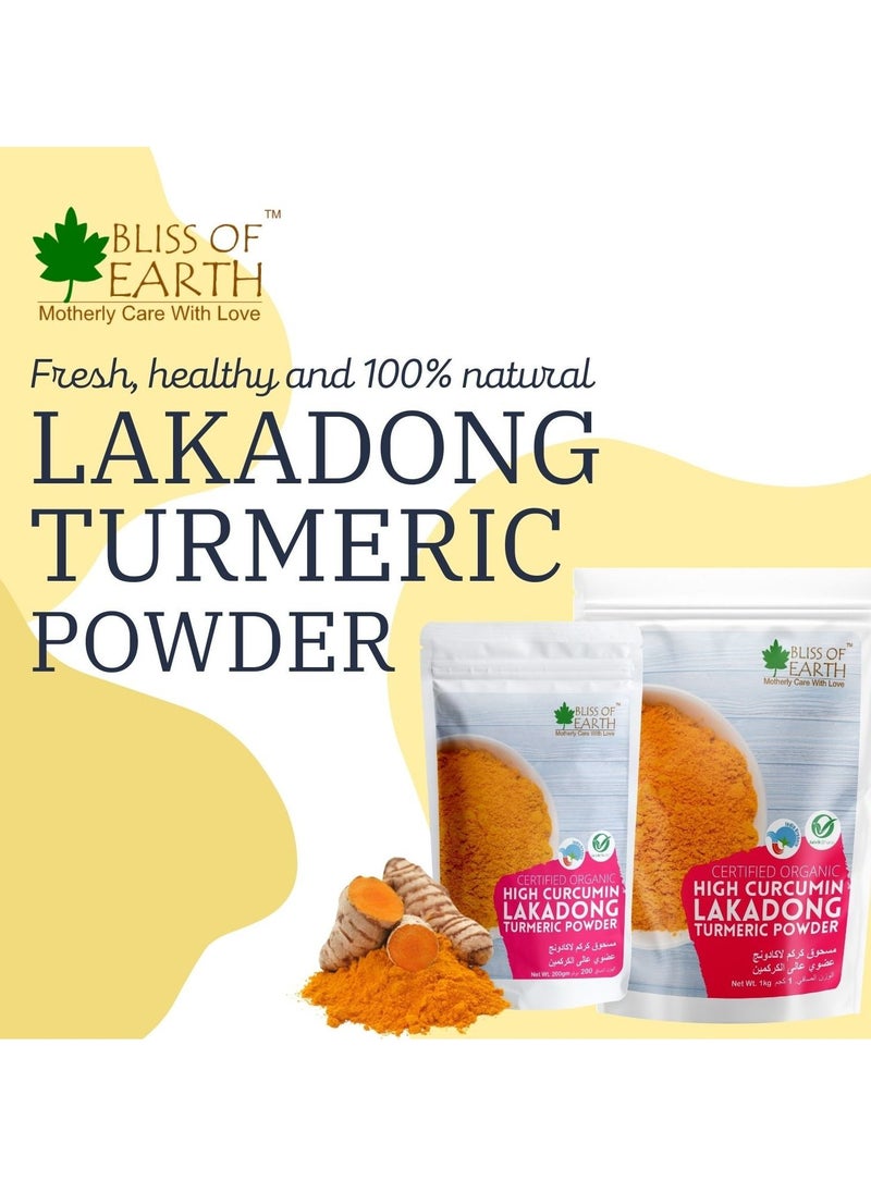 BLISS OF EARTH 3.5 oz High Curcumin Certified Lakadong Turmeric Organic Powder Great for Cooking, Seasoning, face & Skin Care Natural & Herbal from Meghayala, 100GM  - Image 2