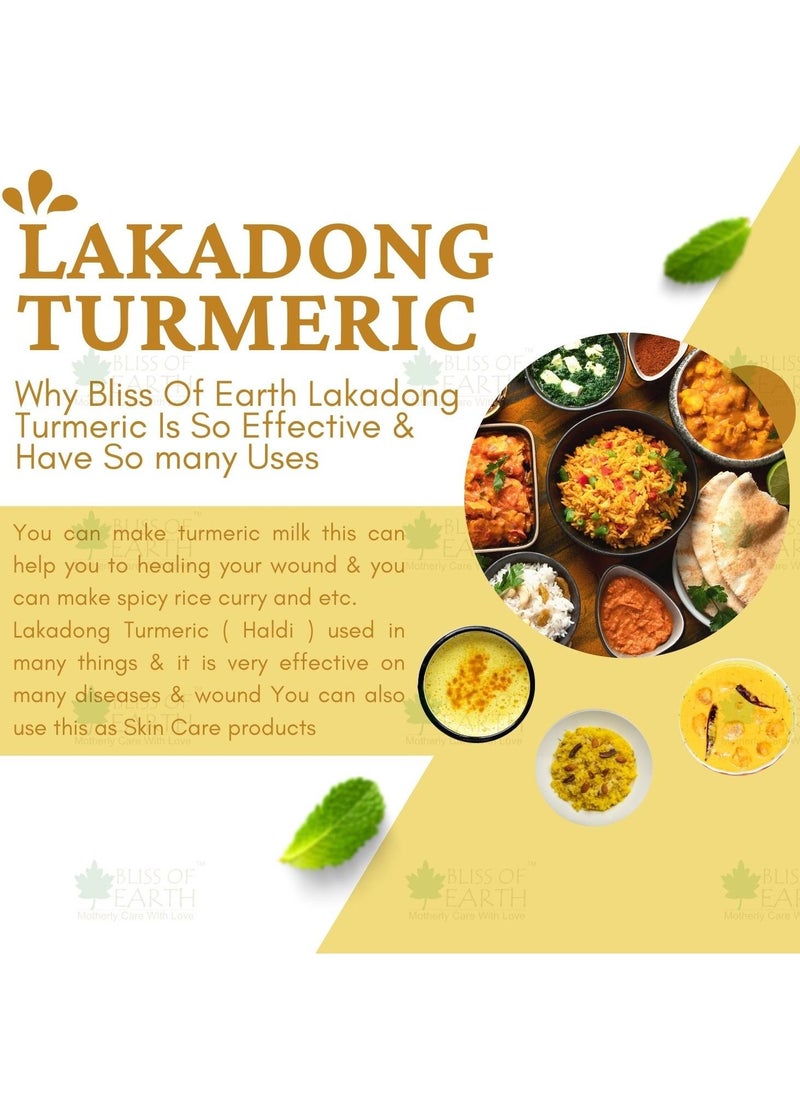 BLISS OF EARTH 3.5 oz High Curcumin Certified Lakadong Turmeric Organic Powder Great for Cooking, Seasoning, face & Skin Care Natural & Herbal from Meghayala, 100GM  - Image 5