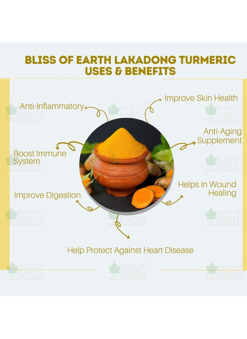 BLISS OF EARTH 3.5 oz High Curcumin Certified Lakadong Turmeric Organic Powder Great for Cooking, Seasoning, face & Skin Care Natural & Herbal from Meghayala, 100GM  - Image 4