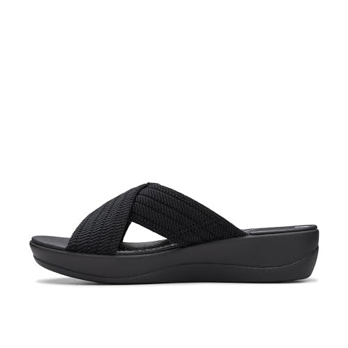 clarks صندل كلاركس النسائي أرلا ويف سلايد، قماش أسود، 9 عريض - Image 3