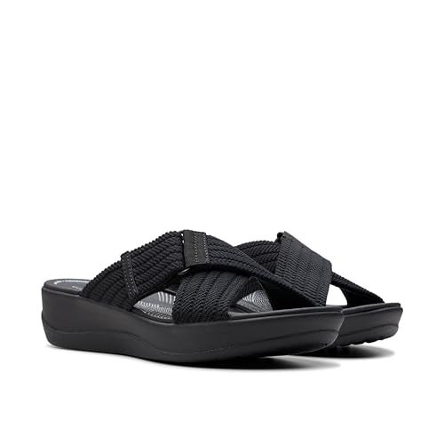 clarks صندل كلاركس النسائي أرلا ويف سلايد، قماش أسود، 9 عريض - Image 5