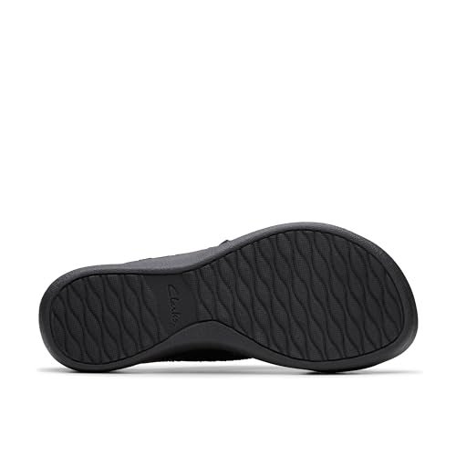 clarks صندل كلاركس النسائي أرلا ويف سلايد، قماش أسود، 9 عريض - Image 4